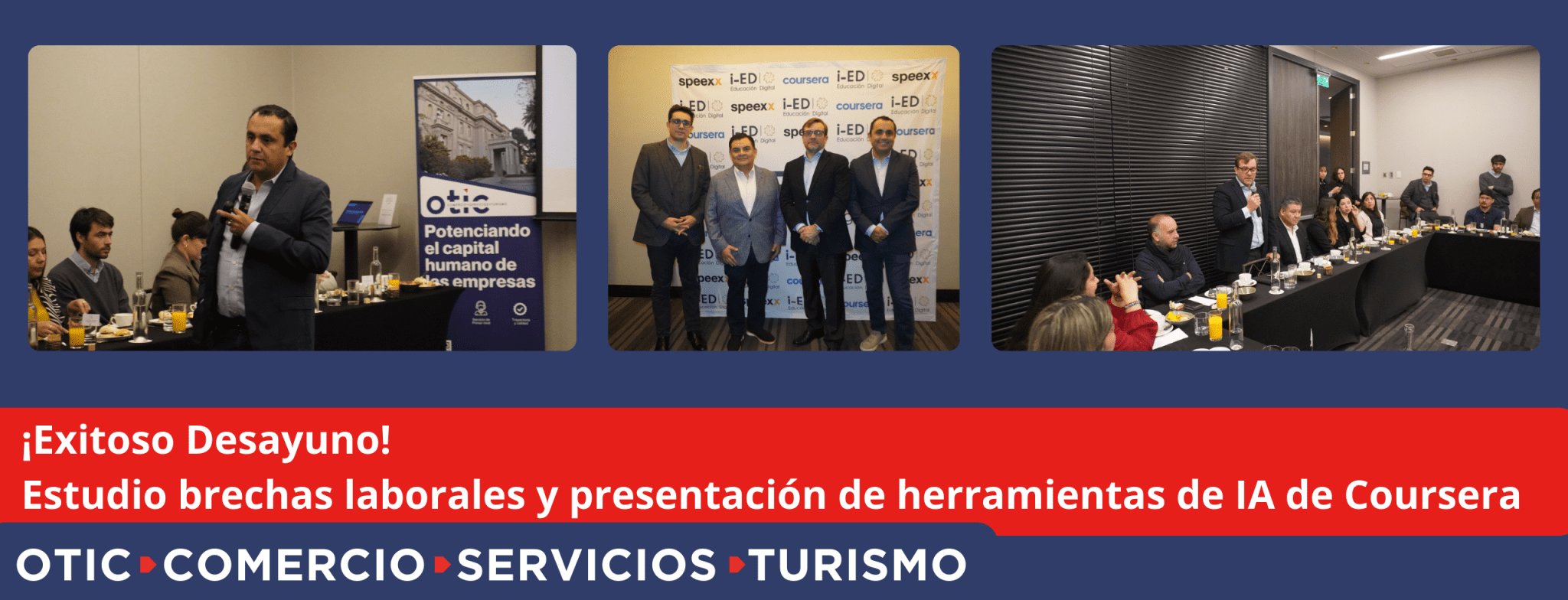 Exitoso desayuno del OTIC del Comercio e i-Education Holdings sobre brechas laborales y nuevas tecnologías para la capacitación.